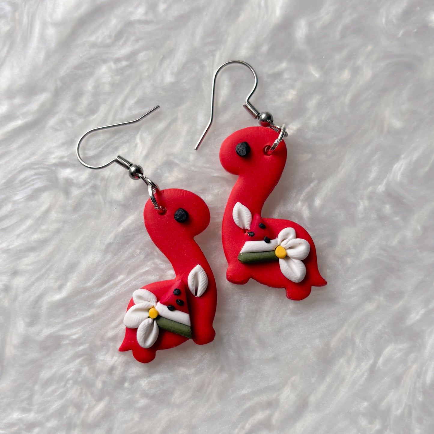 WATERMELON DINO EARRINGS (BRONTO)