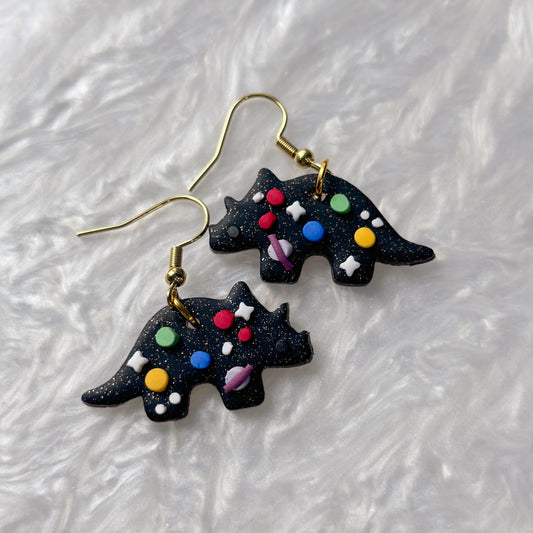 SPACE DINO EARRINGS (TRICERATOPS)