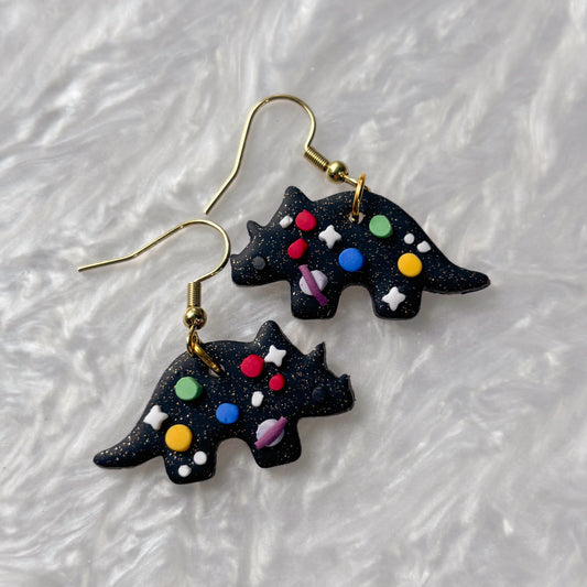 SPACE DINO EARRINGS (TRICERATOPS)