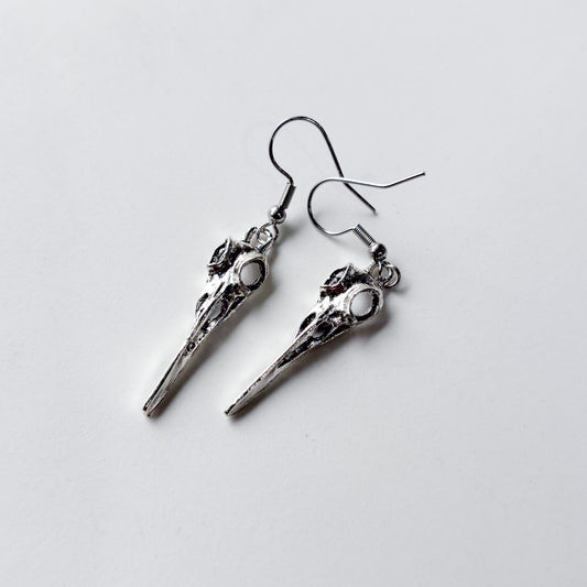 SILVER SKULL CHARM EARRINGS