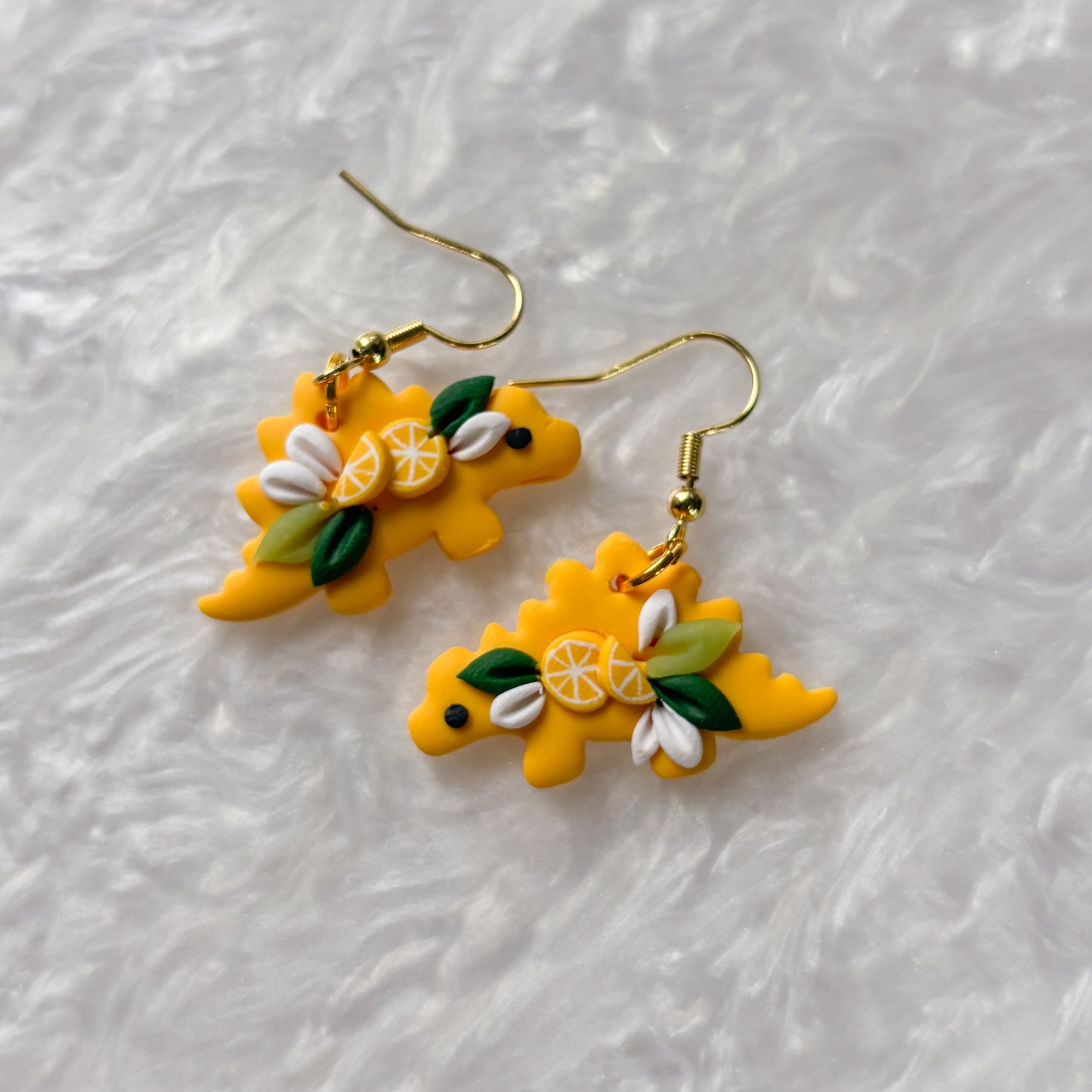 LEMON DINO EARRINGS (STEGOSAURUS)